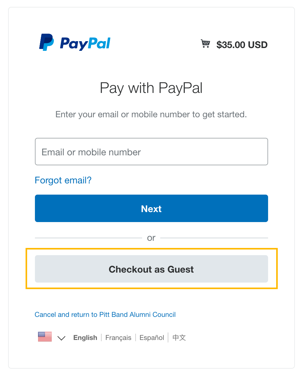 PayPal Checkout window